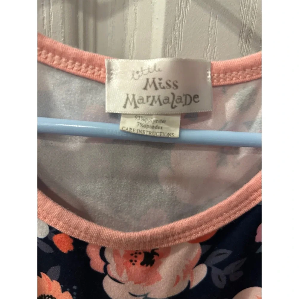 Little Miss Marmalade Girls Floral Empire Waist Dress Navy Pink Size 140‎ 8/10